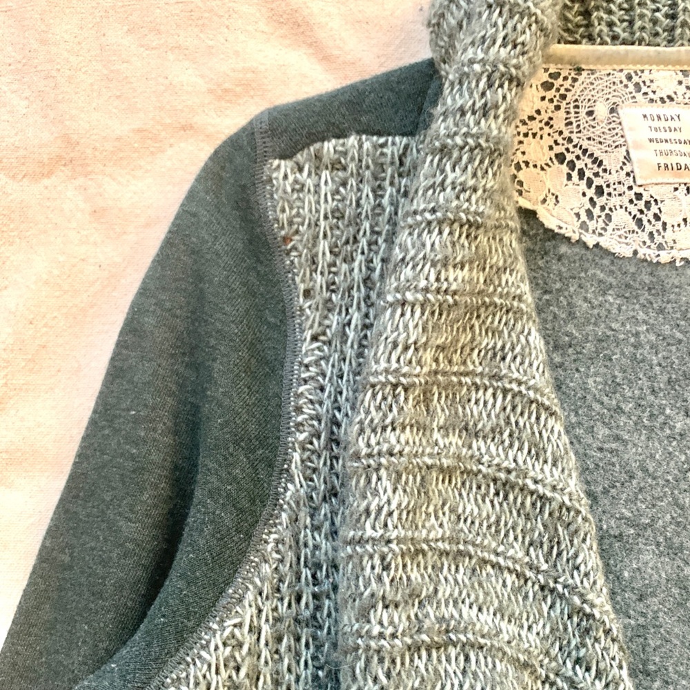 Anthropologie Casado Green Saturday Sunday chunky knit shawl cardigan sweater - Picture 4 of 7